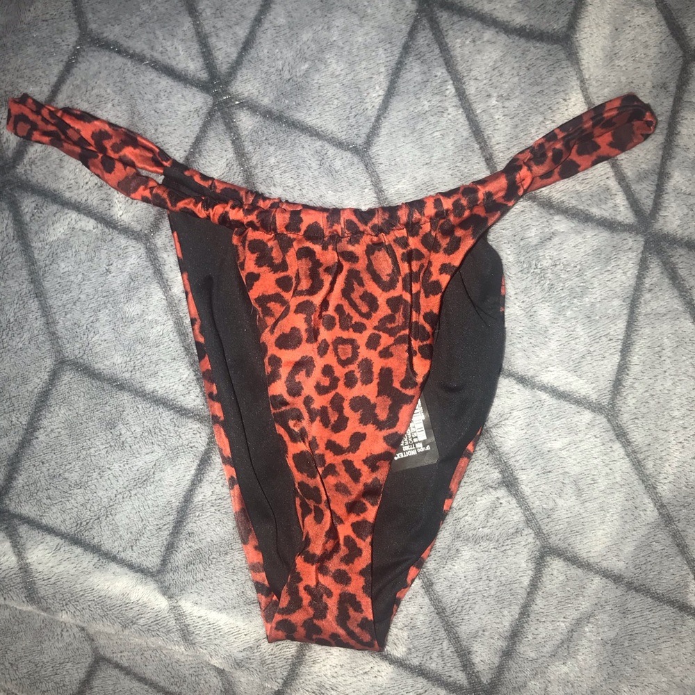 Zara Orange leopard high waisted bikini bottom